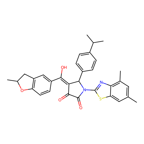 (4E)-1-(4,6-dimethyl-1,3-benzothiazol-2-yl)-4-[hydroxy(2-methyl-2,3-dihydro-1-benzofuran-5-yl)methylidene]-5-[4-(propan-2-yl)phenyl]pyrrolidine-2,3-dione structure