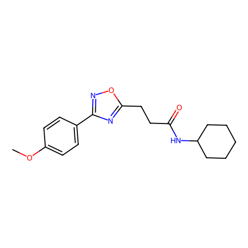 N-cyclohexyl-3-[3-(4-methoxyphenyl)-1,2,4-oxadiazol-5-yl]propanamide structure