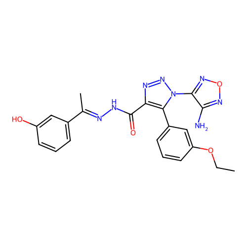(E)-1-(4-amino-1,2,5-oxadiazol-3-yl)-5-(3-ethoxyphenyl)-N'-(1-(3-hydroxyphenyl)ethylidene)-1H-1,2,3-triazole-4-carbohydrazide structure