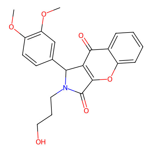 1-(3,4-dimethoxyphenyl)-2-(3-hydroxypropyl)-1,2-dihydrochromeno[2,3-c]pyrrole-3,9-dione structure