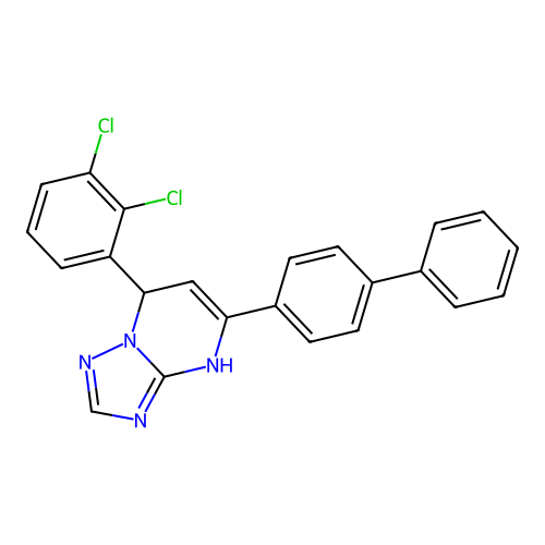 5-(biphenyl-4-yl)-7-(2,3-dichlorophenyl)-4,7-dihydro[1,2,4]triazolo[1,5-a]pyrimidine structure