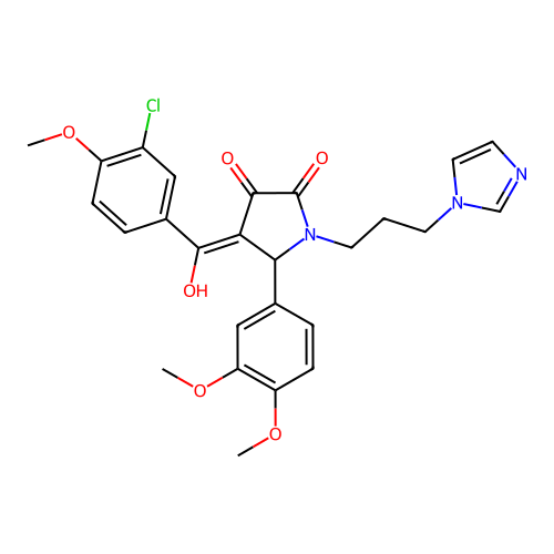 (4E)-4-[(3-chloro-4-methoxyphenyl)-hydroxymethylidene]-5-(3,4-dimethoxyphenyl)-1-(3-imidazol-1-ylpropyl)pyrrolidine-2,3-dione structure