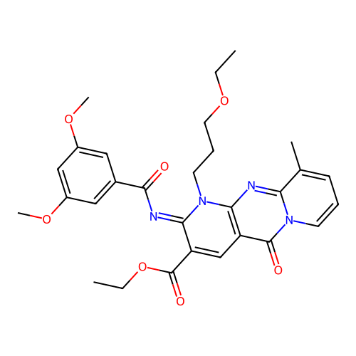 (Z)-ethyl 2-((3,5-dimethoxybenzoyl)imino)-1-(3-ethoxypropyl)-10-methyl-5-oxo-2,5-dihydro-1H-dipyrido[1,2-a:2',3'-d]pyrimidine-3-carboxylate structure