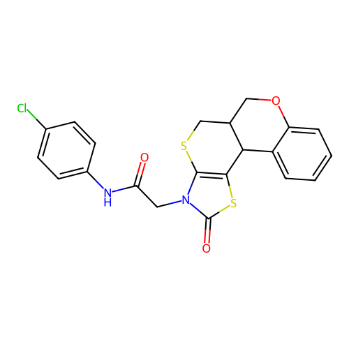 N-(4-Chloro-phenyl)-2-(2-oxo-5a,11b-dihydro-5H,6H-7-oxa-1,4-dithia-3-aza-cyclopenta[c]phenanthren-3-yl)-acetamide structure