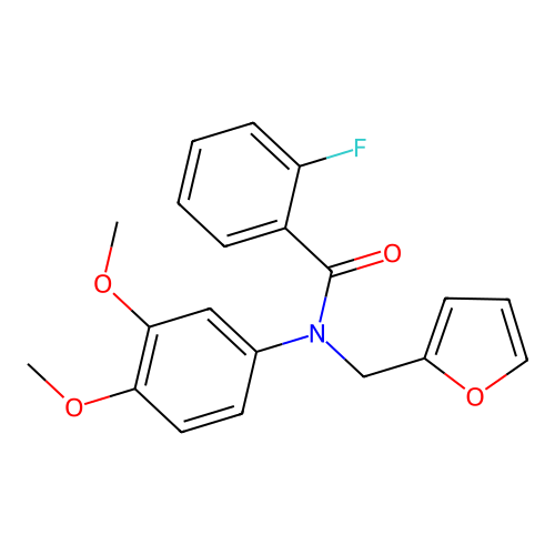 N-(3,4-dimethoxyphenyl)-2-fluoro-N-(furan-2-ylmethyl)benzamide structure