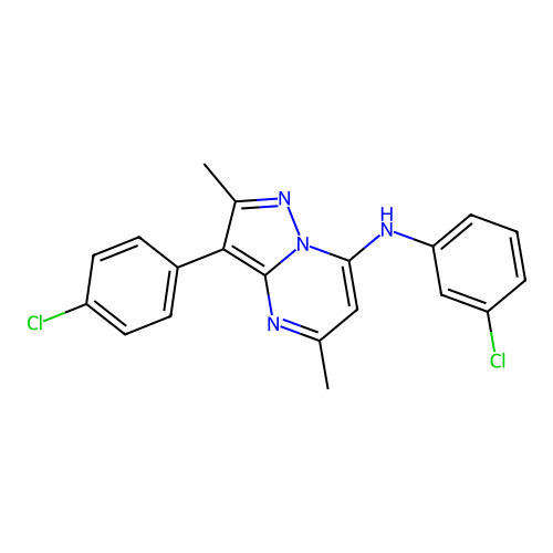N-(3-chlorophenyl)-3-(4-chlorophenyl)-2,5-dimethylpyrazolo[1,5-a]pyrimidin-7-amine structure