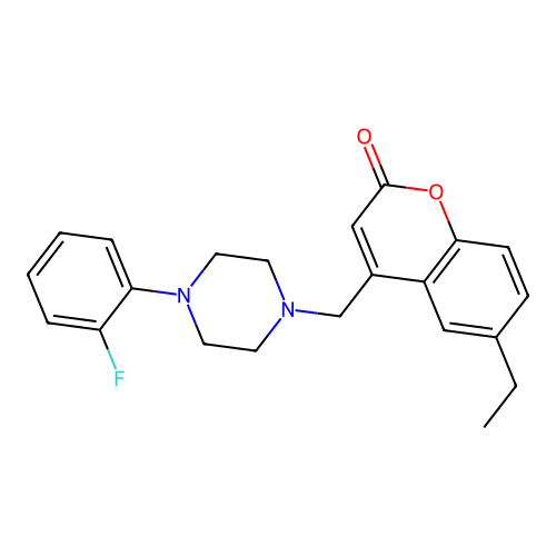 6-ethyl-4-{[4-(2-fluorophenyl)piperazin-1-yl]methyl}-2H-chromen-2-one structure