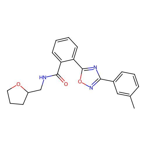 2-[3-(3-methylphenyl)-1,2,4-oxadiazol-5-yl]-N-(oxolan-2-ylmethyl)benzamide structure