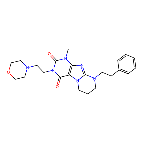 1-methyl-3-(2-morpholinoethyl)-9-phenethyl-6,7,8,9-tetrahydropyrimido[2,1-f]purine-2,4(1H,3H)-dione structure