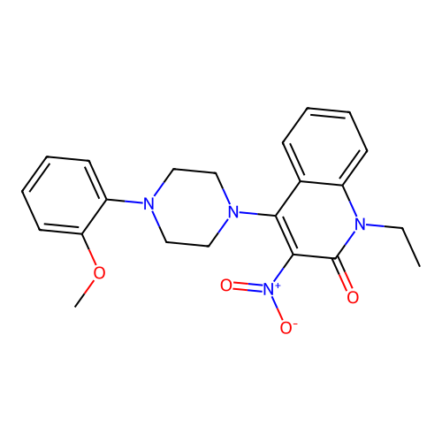 1-ethyl-4-(4-(2-methoxyphenyl)piperazin-1-yl)-3-nitroquinolin-2(1H)-one structure