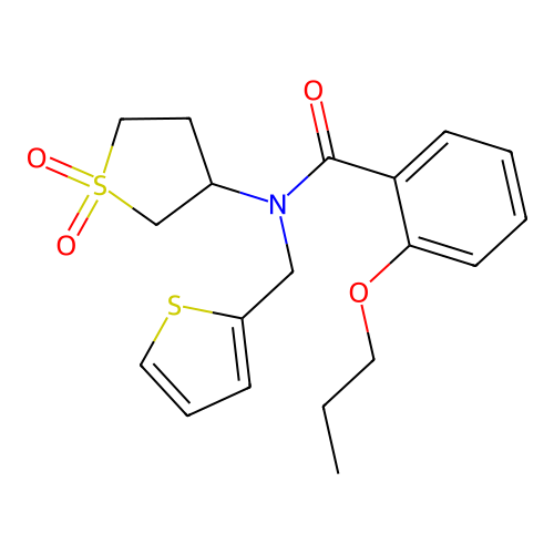 N-(1,1-dioxidotetrahydrothiophen-3-yl)-2-propoxy-N-(thiophen-2-ylmethyl)benzamide structure