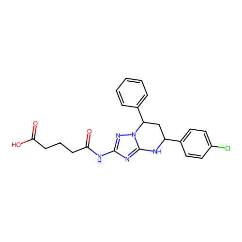 5-((5-(4-chlorophenyl)-7-phenyl-4,5,6,7-tetrahydro-[1,2,4]triazolo[1,5-a]pyrimidin-2-yl)amino)-5-oxopentanoic acid structure