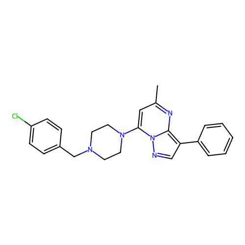 7-(4-(4-Chlorobenzyl)piperazin-1-yl)-5-methyl-3-phenylpyrazolo[1,5-a]pyrimidine structure
