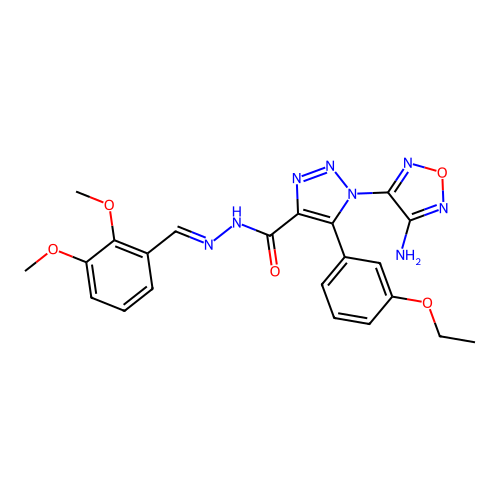 (E)-1-(4-amino-1,2,5-oxadiazol-3-yl)-N'-(2,3-dimethoxybenzylidene)-5-(3-ethoxyphenyl)-1H-1,2,3-triazole-4-carbohydrazide structure