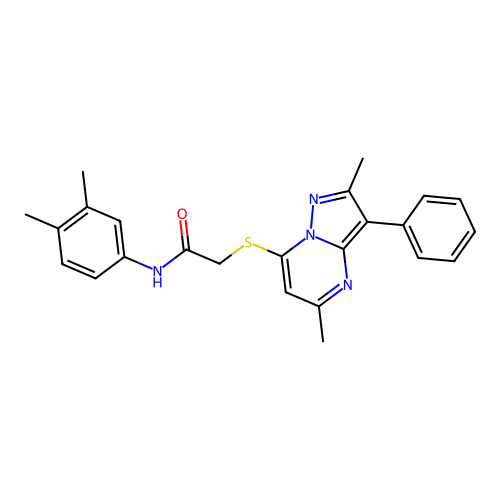 N-(3,4-dimethylphenyl)-2-[(2,5-dimethyl-3-phenylpyrazolo[1,5-a]pyrimidin-7-yl)sulfanyl]acetamide structure