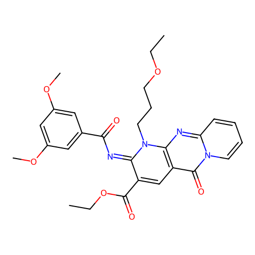 (Z)-ethyl 2-((3,5-dimethoxybenzoyl)imino)-1-(3-ethoxypropyl)-5-oxo-2,5-dihydro-1H-dipyrido[1,2-a:2',3'-d]pyrimidine-3-carboxylate structure
