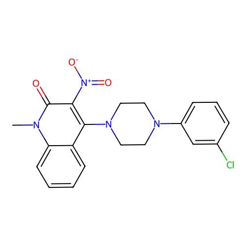 4-(4-(3-chlorophenyl)piperazin-1-yl)-1-methyl-3-nitroquinolin-2(1H)-one structure