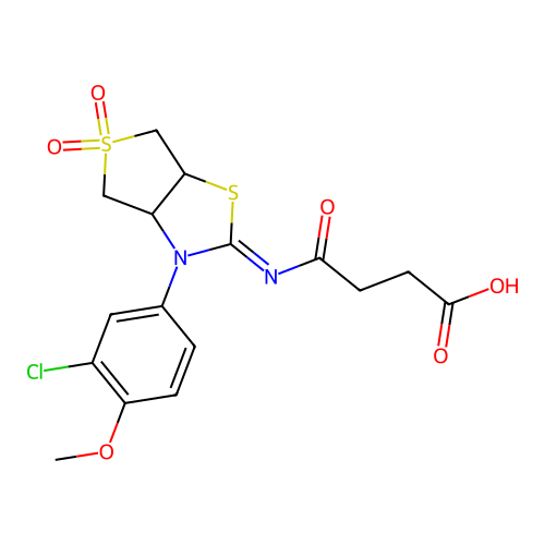 4-{[(2Z)-3-(3-chloro-4-methoxyphenyl)-5,5-dioxidotetrahydrothieno[3,4-d][1,3]thiazol-2(3H)-ylidene]amino}-4-oxobutanoic acid structure