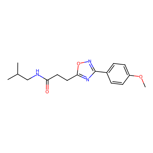 3-[3-(4-methoxyphenyl)-1,2,4-oxadiazol-5-yl]-N-(2-methylpropyl)propanamide structure