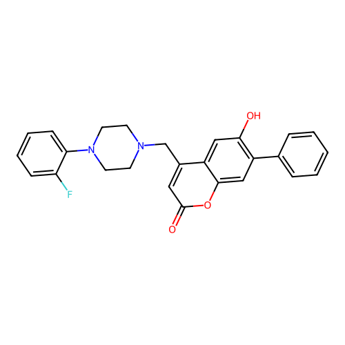 4-[[4-(2-Fluorophenyl)piperazin-1-yl]methyl]-6-hydroxy-7-phenylchromen-2-one structure