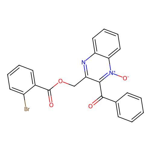 2-Benzoyl-3-(((2-bromobenzoyl)oxy)methyl)quinoxaline 1-oxide structure