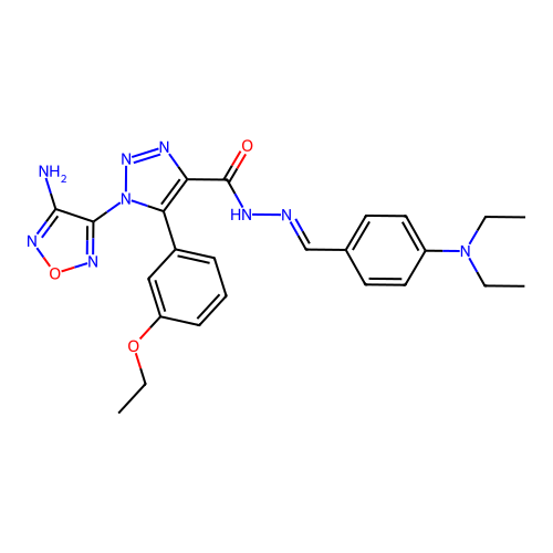 (E)-1-(4-amino-1,2,5-oxadiazol-3-yl)-N'-(4-(diethylamino)benzylidene)-5-(3-ethoxyphenyl)-1H-1,2,3-triazole-4-carbohydrazide structure