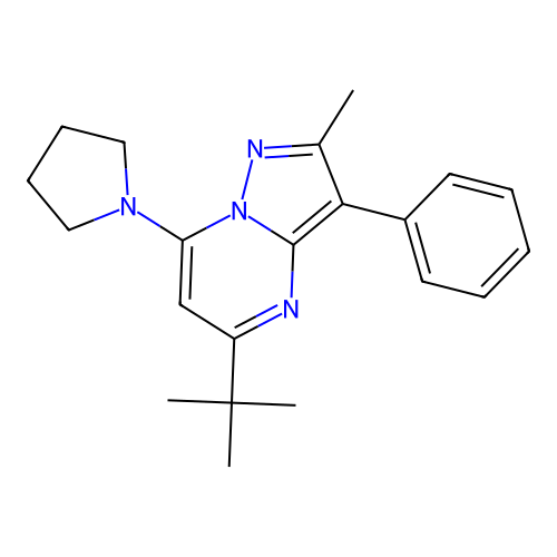 5-(Tert-butyl)-2-methyl-3-phenyl-7-(pyrrolidin-1-yl)pyrazolo[1,5-a]pyrimidine structure
