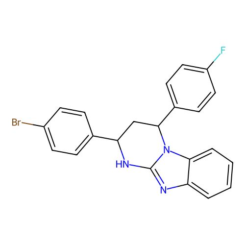 2-(4-bromophenyl)-4-(4-fluorophenyl)-1,2,3,4-tetrahydropyrimido[1,2-a]benzimidazole structure