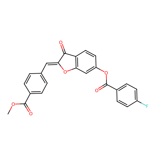 (Z)-2-(4-(methoxycarbonyl)benzylidene)-3-oxo-2,3-dihydrobenzofuran-6-yl 4-fluorobenzoate structure