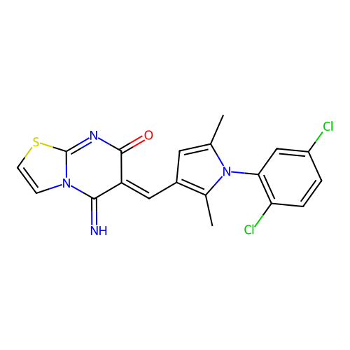 (6Z)-6-[[1-(2,5-dichlorophenyl)-2,5-dimethylpyrrol-3-yl]methylidene]-5-imino-[1,3]thiazolo[3,2-a]pyrimidin-7-one structure