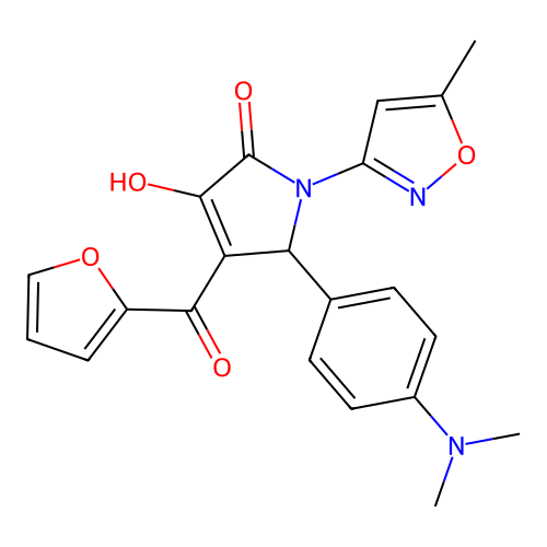 (4E)-5-[4-(dimethylamino)phenyl]-4-[furan-2-yl(hydroxy)methylidene]-1-(5-methyl-1,2-oxazol-3-yl)pyrrolidine-2,3-dione structure