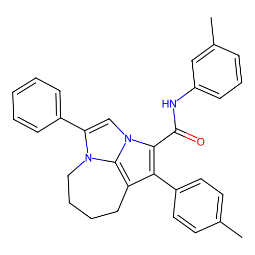 4-phenyl-N-(m-tolyl)-1-(p-tolyl)-5,6,7,8-tetrahydro-2a,4a-diazacyclopenta[cd]azulene-2-carboxamide structure