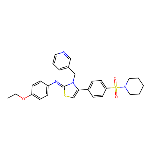 4-ethoxy-N-[(2Z)-4-[4-(piperidin-1-ylsulfonyl)phenyl]-3-(pyridin-3-ylmethyl)-1,3-thiazol-2(3H)-ylidene]aniline structure