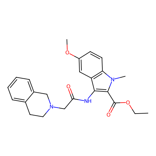 ethyl 3-(2-(3,4-dihydroisoquinolin-2(1H)-yl)acetamido)-5-methoxy-1-methyl-1H-indole-2-carboxylate structure
