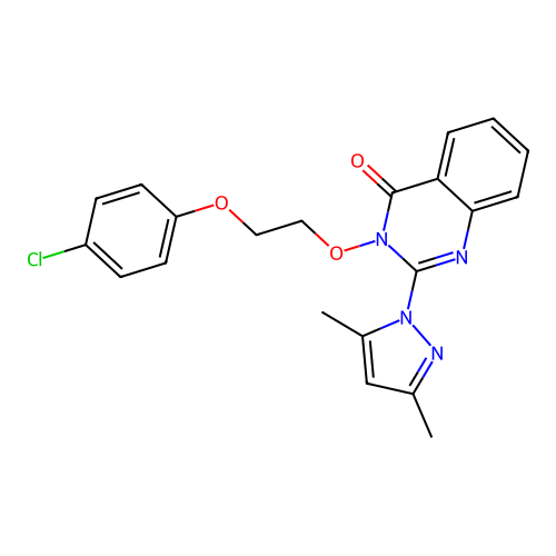 3-(2-(4-chlorophenoxy)ethoxy)-2-(3,5-dimethyl-1H-pyrazol-1-yl)quinazolin-4(3H)-one structure