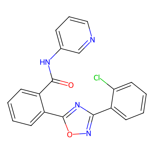 2-(3-(2-chlorophenyl)-1,2,4-oxadiazol-5-yl)-N-(pyridin-3-yl)benzamide structure