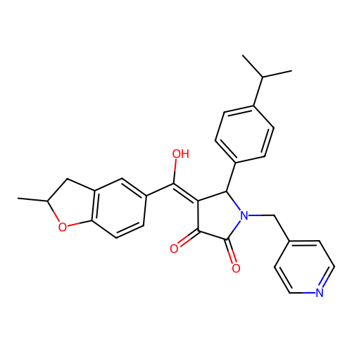3-hydroxy-4-(2-methyl-2,3-dihydro-1-benzofuran-5-carbonyl)-5-[4-(propan-2-yl)phenyl]-1-[(pyridin-4-yl)methyl]-2,5-dihydro-1H-pyrrol-2-one structure