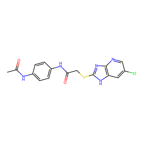 N-(4-acetamidophenyl)-2-((6-chloro-3H-imidazo[4,5-b]pyridin-2-yl)thio)acetamide structure