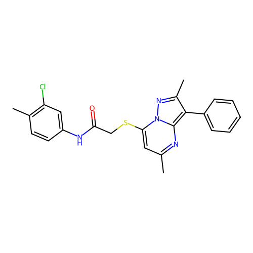 N-(3-chloro-4-methylphenyl)-2-[(2,5-dimethyl-3-phenylpyrazolo[1,5-a]pyrimidin-7-yl)sulfanyl]acetamide structure