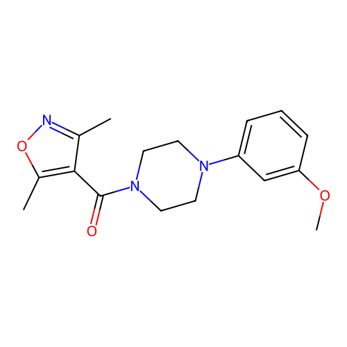 Methanone, (3,5-dimethyl-4-isoxazolyl)[4-(3-methoxyphenyl)-1-piperazinyl]- structure