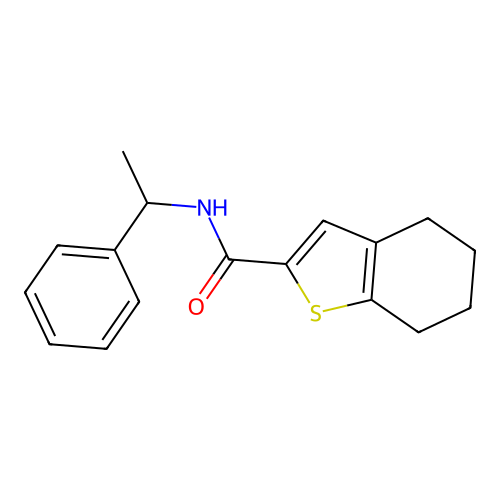 N-(1-phenylethyl)-4,5,6,7-tetrahydro-1-benzothiophene-2-carboxamide structure