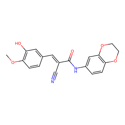 2-cyano-N-(2,3-dihydro-1,4-benzodioxin-6-yl)-3-(3-hydroxy-4-methoxyphenyl)prop-2-enamide structure