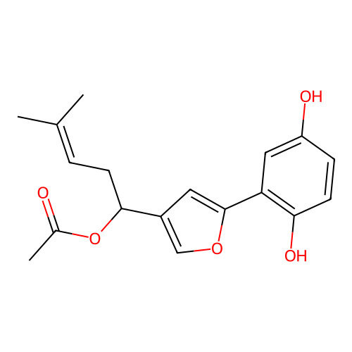 [1-[5-(2,5-Dihydroxyphenyl)furan-3-yl]-4-methylpent-3-enyl] acetate structure