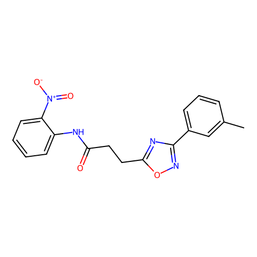 3-[3-(3-methylphenyl)-1,2,4-oxadiazol-5-yl]-N-(2-nitrophenyl)propanamide structure
