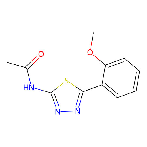 N-[5-(2-methoxyphenyl)-1,3,4-thiadiazol-2-yl]acetamide structure