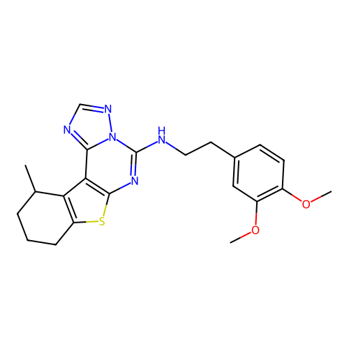 N-(3,4-dimethoxyphenethyl)-11-methyl-8,9,10,11-tetrahydrobenzo[4,5]thieno[3,2-e][1,2,4]triazolo[1,5-c]pyrimidin-5-amine structure