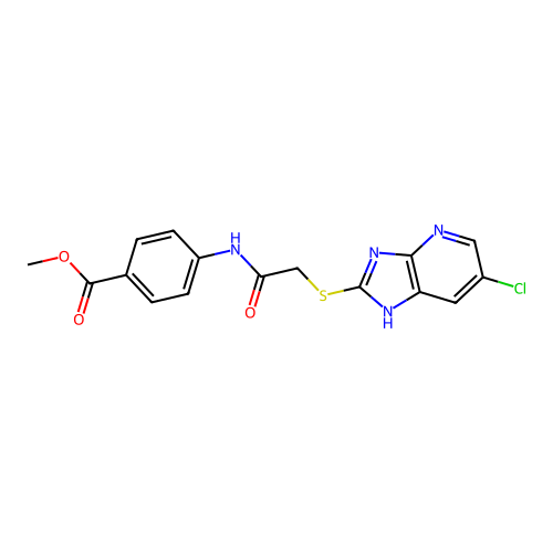 methyl 4-({[(6-chloro-1H-imidazo[4,5-b]pyridin-2-yl)sulfanyl]acetyl}amino)benzoate structure