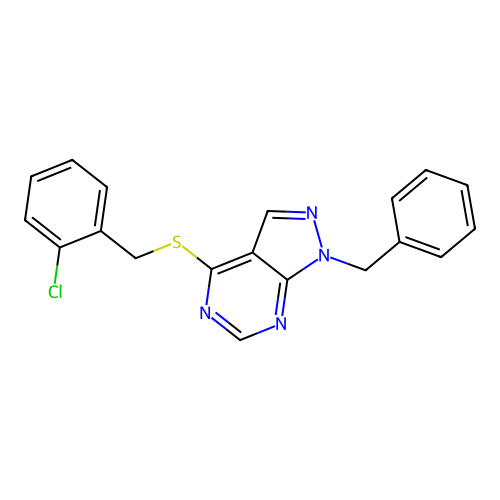 1-Benzyl-4-[(2-chlorophenyl)methylsulfanyl]pyrazolo[3,4-d]pyrimidine structure