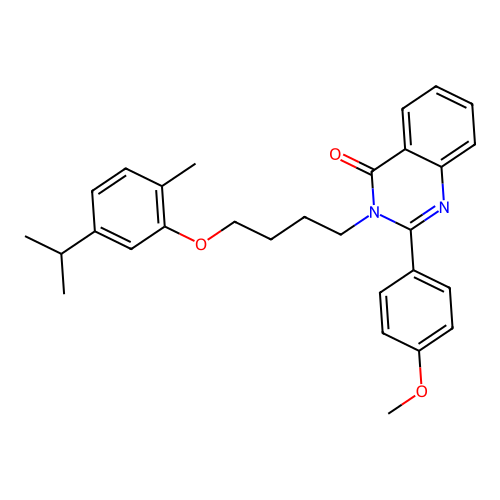 2-(4-methoxyphenyl)-3-[4-(2-methyl-5-propan-2-yl-phenoxy)butyl]quinazolin-4-one structure