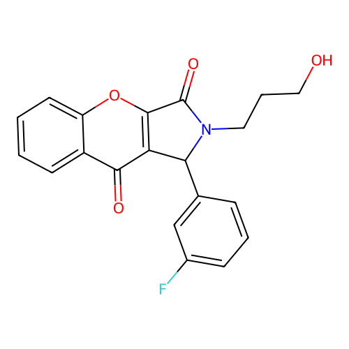 1-(3-fluorophenyl)-2-(3-hydroxypropyl)-1,2-dihydrochromeno[2,3-c]pyrrole-3,9-dione structure